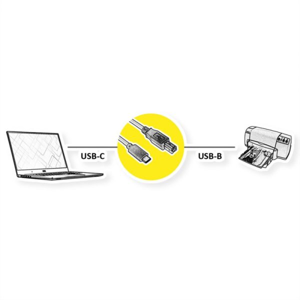 Roline USB2.0 Kabel TIP C, C - B, M/M, 4.5m, crni