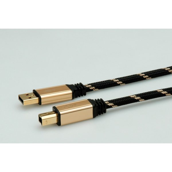 Roline GOLD USB2.0 kabel TIP A/B M/M, 1.8m, crno/zlatni