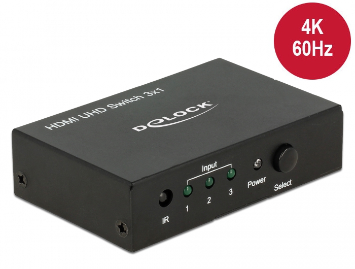 142267 Delock HDMI UHD Switch 3 x HDMI in > 1 x HDMI out 4K - Slika 1