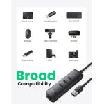 UGREEN 4-portni USB-A HUB 4xUSB-A 3.0, 1.0m, crni - Slika 4