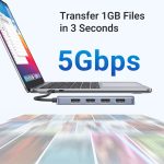 UGREEN 4-portni USB-C HUB 4xUSB-A 3.0 + USB-C power port, sivi - Slika 2
