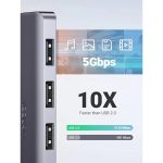 UGREEN 4-portni USB-A hub, 4xUSB-A 3.0 + USB-C, sivi - Slika 2