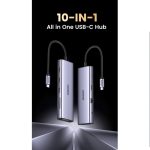 UGREEN 10-portni USB-C HUB 3×USB-A 3.0, 1xUSB- C PD, VGA, 4K, HDMI, 1xG-LAN, 1xSD, 1xTF, 3.5mm, sivi