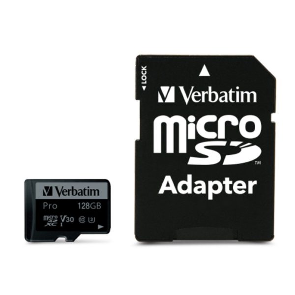 Verbatim memorijska kartica PRO Micro SDXC 128GB, U3, A2, V30, Class 10 Card + adapter