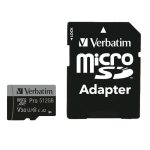 Verbatim memorijska kartica PRO Micro SDXC 512GB, U3, A2, V30, Class 10 Card + adapter