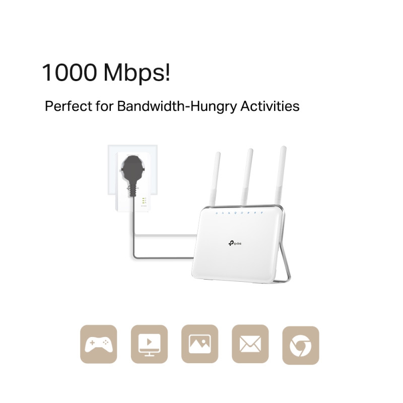 162171-57_TL-PA7017PKIT_02 TP-Link AV1000 Powerline Gigabit mrežni adapter, 1000Mbps, dodatna strujna utičnica, HomePlug AV2 (duplo pakiranje) - Slika 1