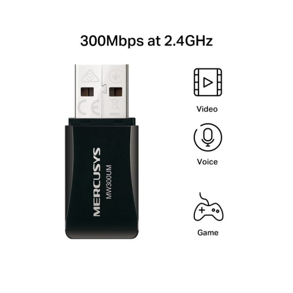 Mercusys MW300UM bežični USB mini adapter 300Mbps (2.4GHz), 802.11n/g/b, WPS tipka