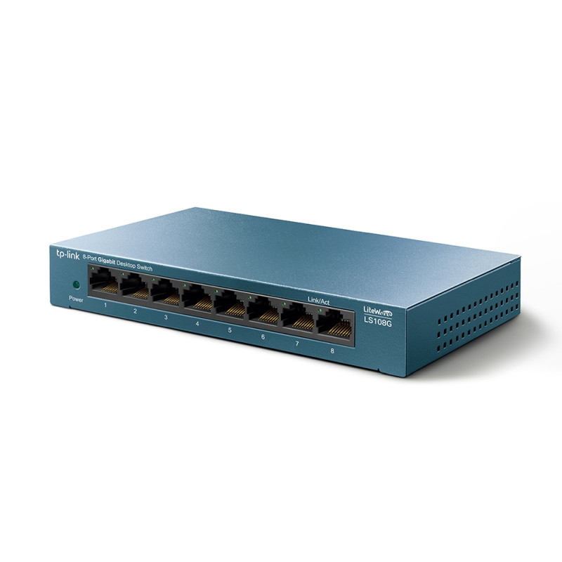 164293-57_LS108G_02 TP-Link 8-Port 10/100/1000Mbps Desktop Network preklopnik (Switch) Auto-Negotiation RJ45, Auto-MDI/MDIX, metalno kućište - Slika 1
