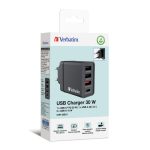 Verbatim zidni punjač 30W, 3×USB-A/1×USB-C, crni - Slika 5