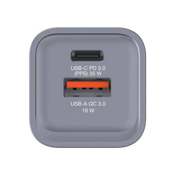 Verbatim GNC-35 GaN zidni punjač 35W, 1×USB-C PD 35W / 1×USB-A QC3.0