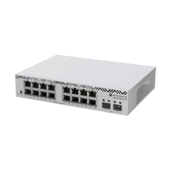 MikroTik Cloud Smart Switch CSS318-16G-2S+IN with 16 x Gigabit Ethernet ports, 2 x SFP+ cages, SwOS, desktop kućište, PSU