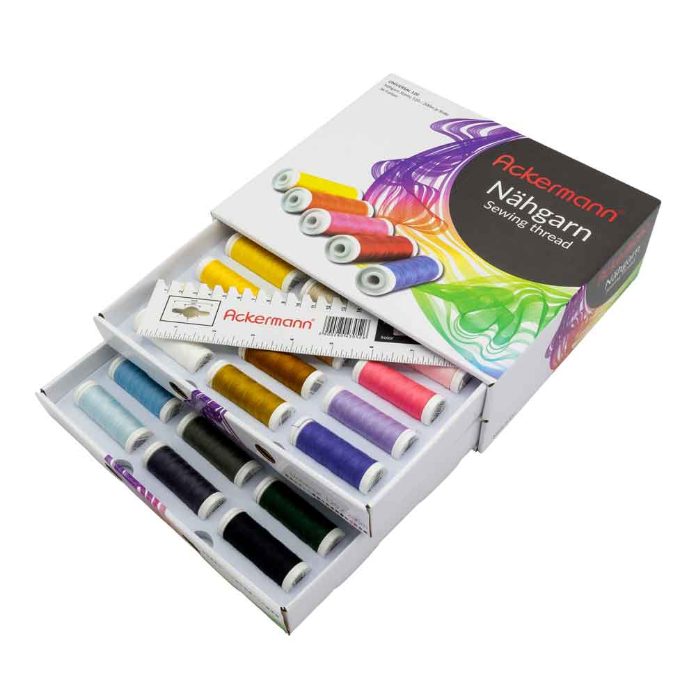 171199 ACKERMANN Nähgarnbox (weiß) mit 36 Farben á 200m - Slika 1