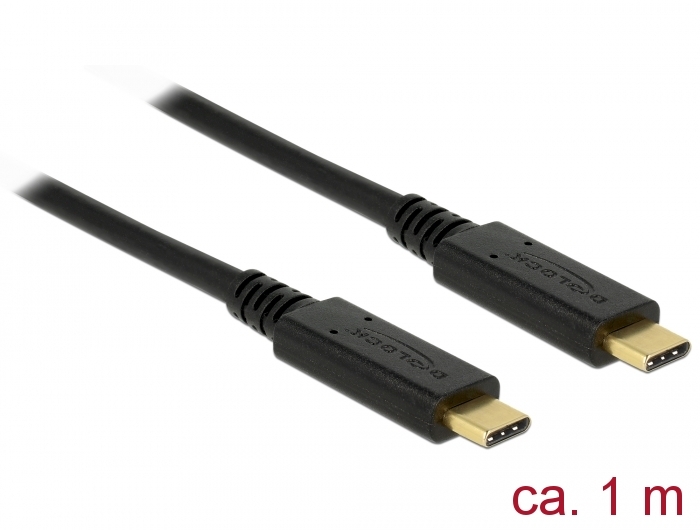 182156 Delock Kabel USB 3.1 Gen 2 USB Type-C St. > USB Type-C St. E-Marker 1m schwarz - Slika 1