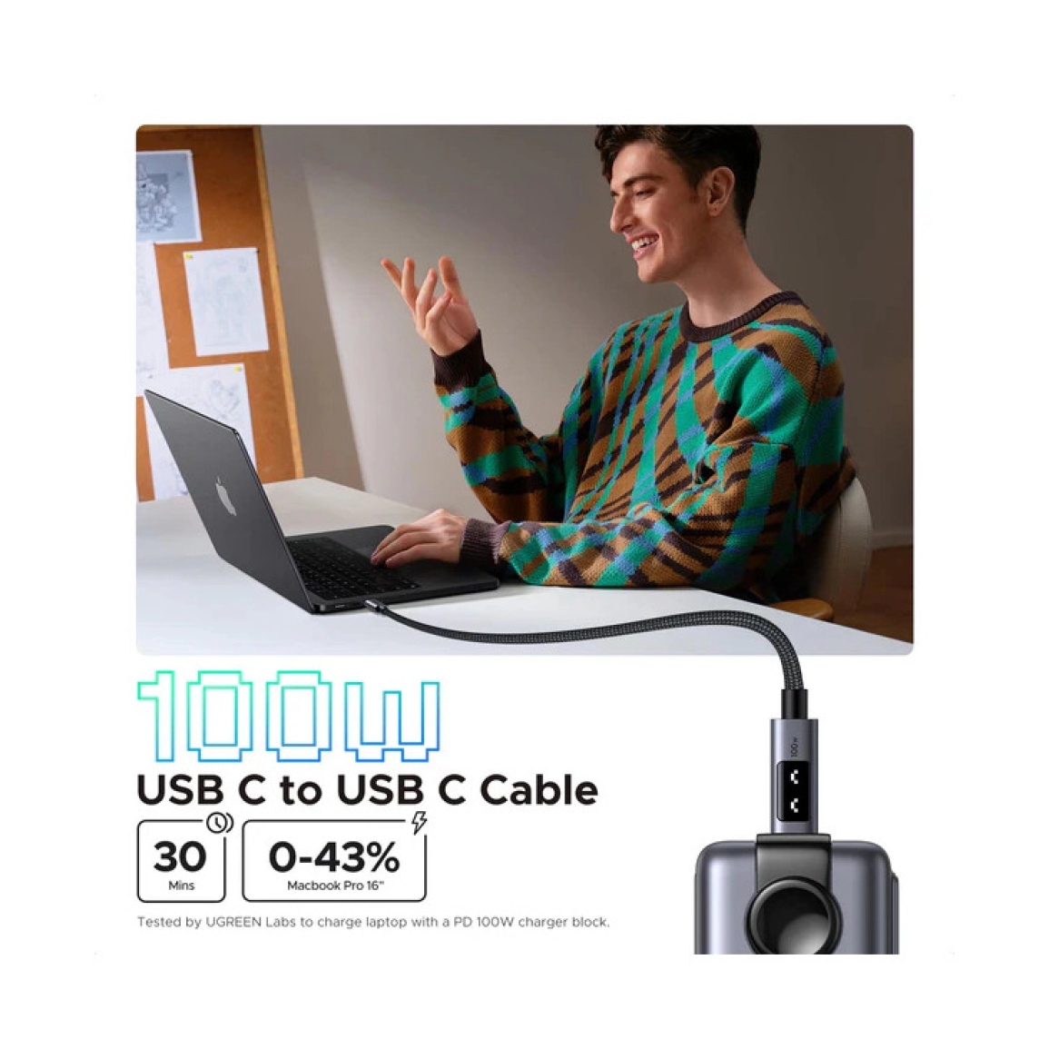 183340-57_70951_02 UGREEN Uno USB-C (M) na USB-C (M), PD 100W, 480 Mbps, 2m - Slika 1