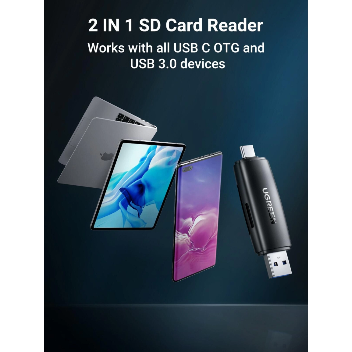 185397-57_66326_2 UGREEN čitač memorijskih kartica USB-C + A, TF/SD kartice, crni - Slika 1