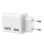 Verbatim GaN Essentials zidni punjač 65W, 2× USB-C i 1× USB-A, bijeli