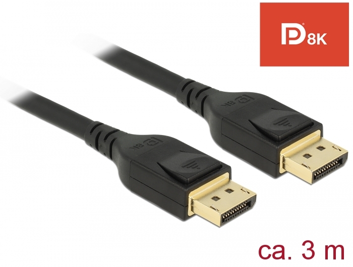 188480 Delock Kabel Displayport 8K 60Hz 3m DP 8K zertifiziert schwarz - Slika 1