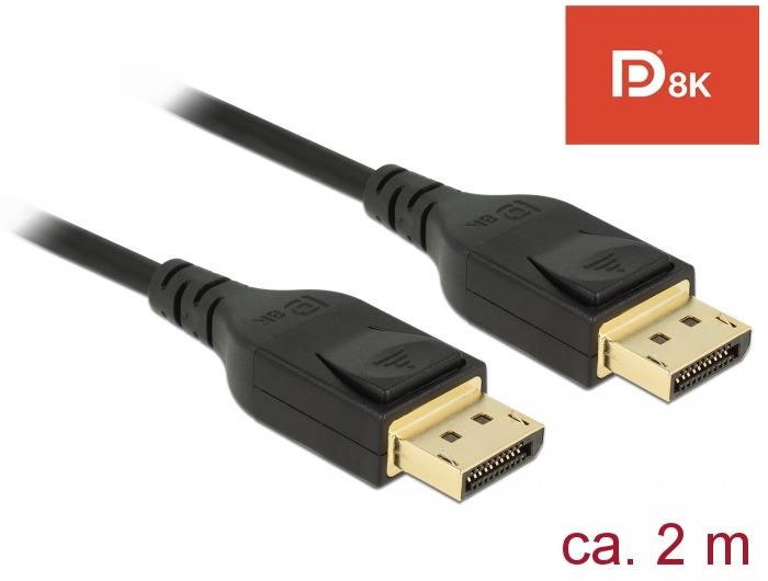 188481 Delock Kabel Displayport 8K 60Hz 2m DP 8K zertifiziert schwarz - Slika 1