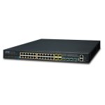 PLANET Layer 3 24-Port 10/100/1000T 802.3at PoE with 4-port shared 100/1000X SFP + 4-Port 10G SFP+ Stackable Managed Gigabit Switch