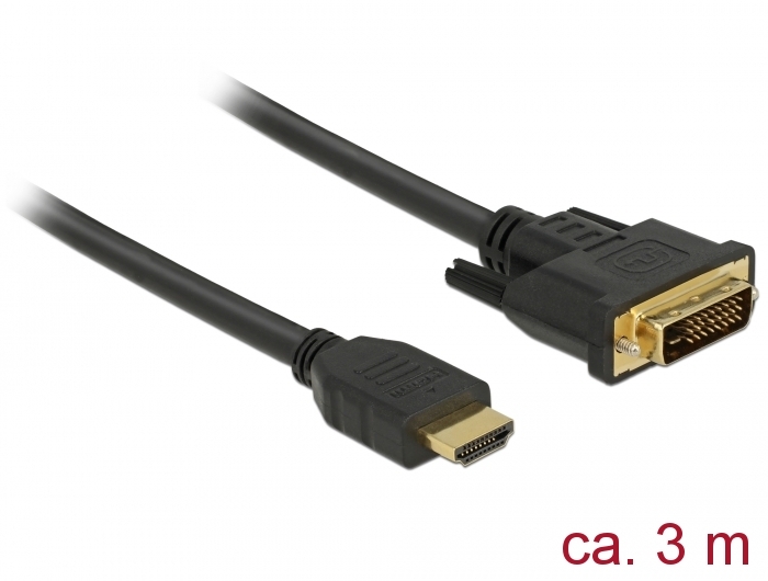 189524 Delock Kabel DVI 24+1 Stecker > HDMI-A Stecker 3,0 m - Slika 1