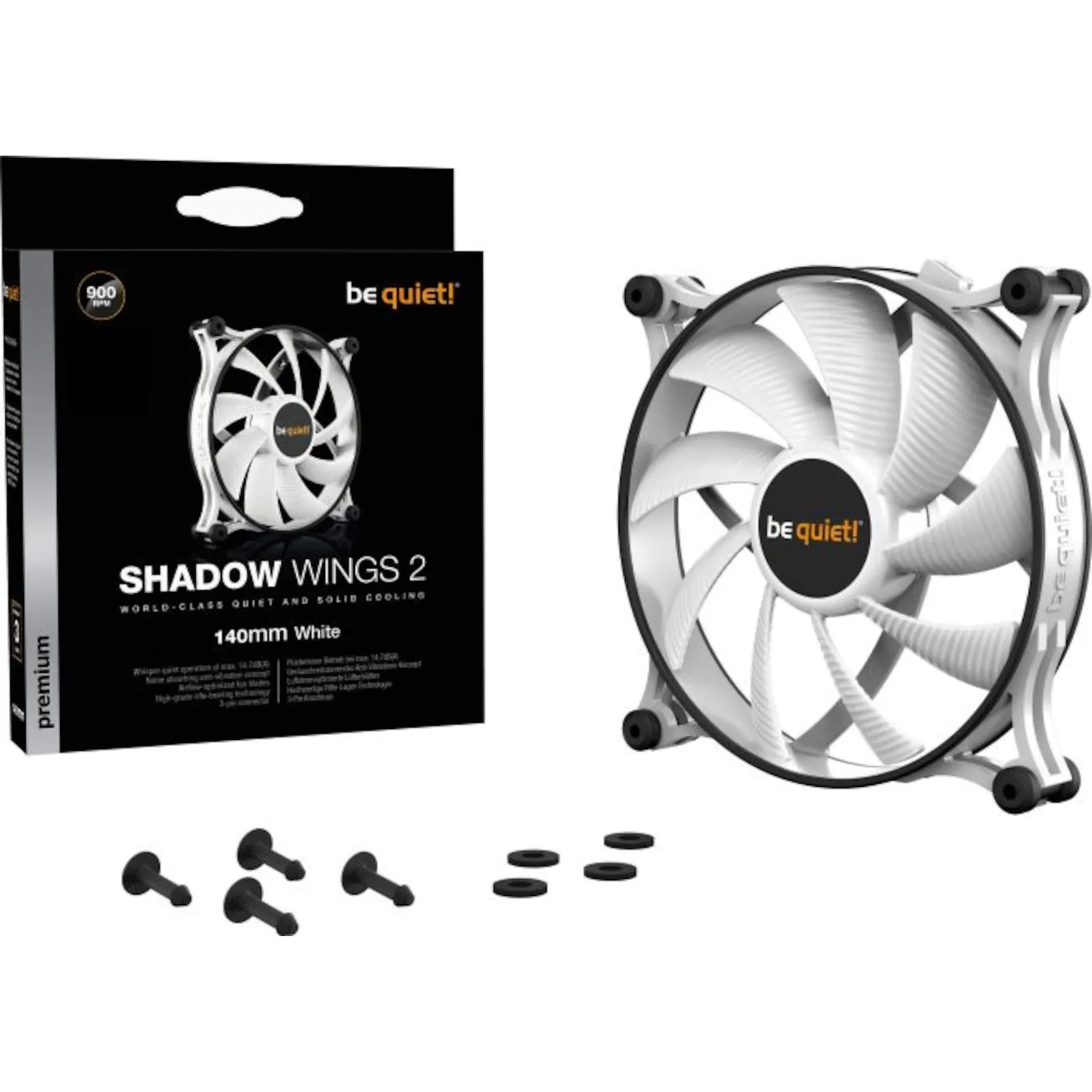 190827155419400701900002A be quiet! Lüfter Shadow Wings 2 weiß - 140mm 900U/Min - Slika 1