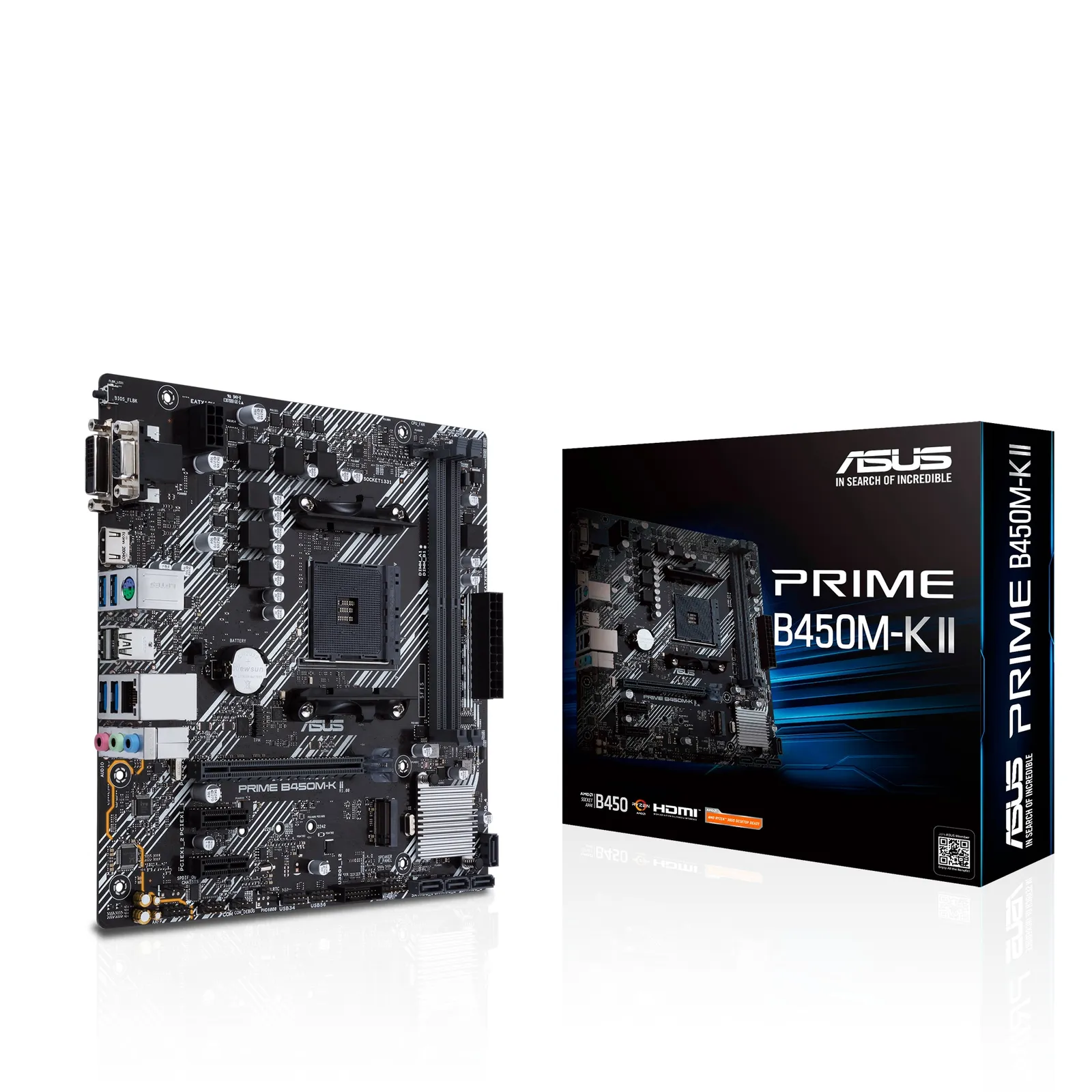 201005164502500701900020Q ASUS Prime B450M-K II mATX Mainboard Sockel AM4 M.2/USB3.2/DVI/VGA/HDMI - Slika 1