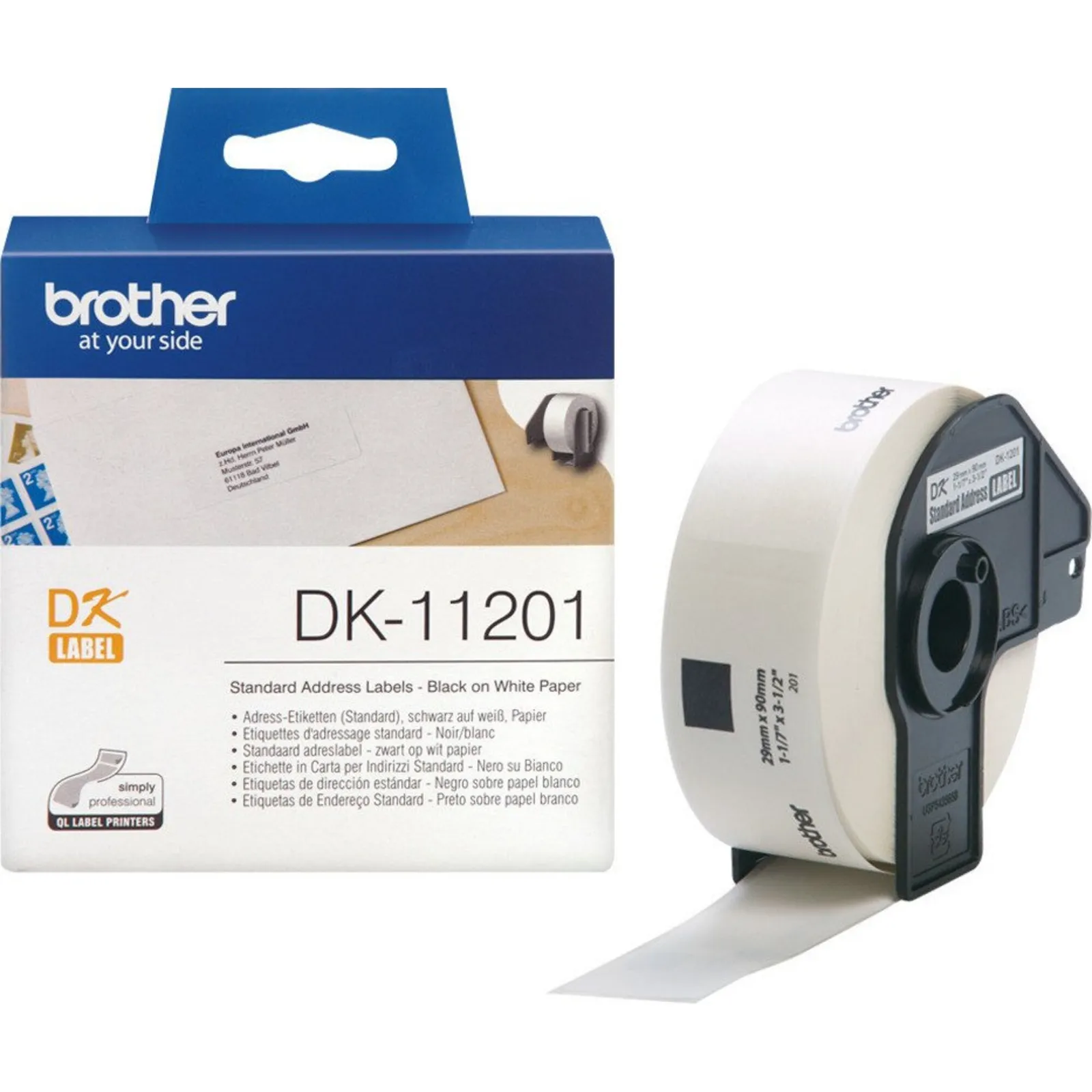 221021151447200301900018N Brother DK-11201 Einzeletiketten (Papier) – 29 x 90 mm, 400 Stk./ Rolle - Slika 1