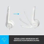 Logitech H390 Kabelgebundenes Beidseitiges Headset USB Weiß - Slika 3