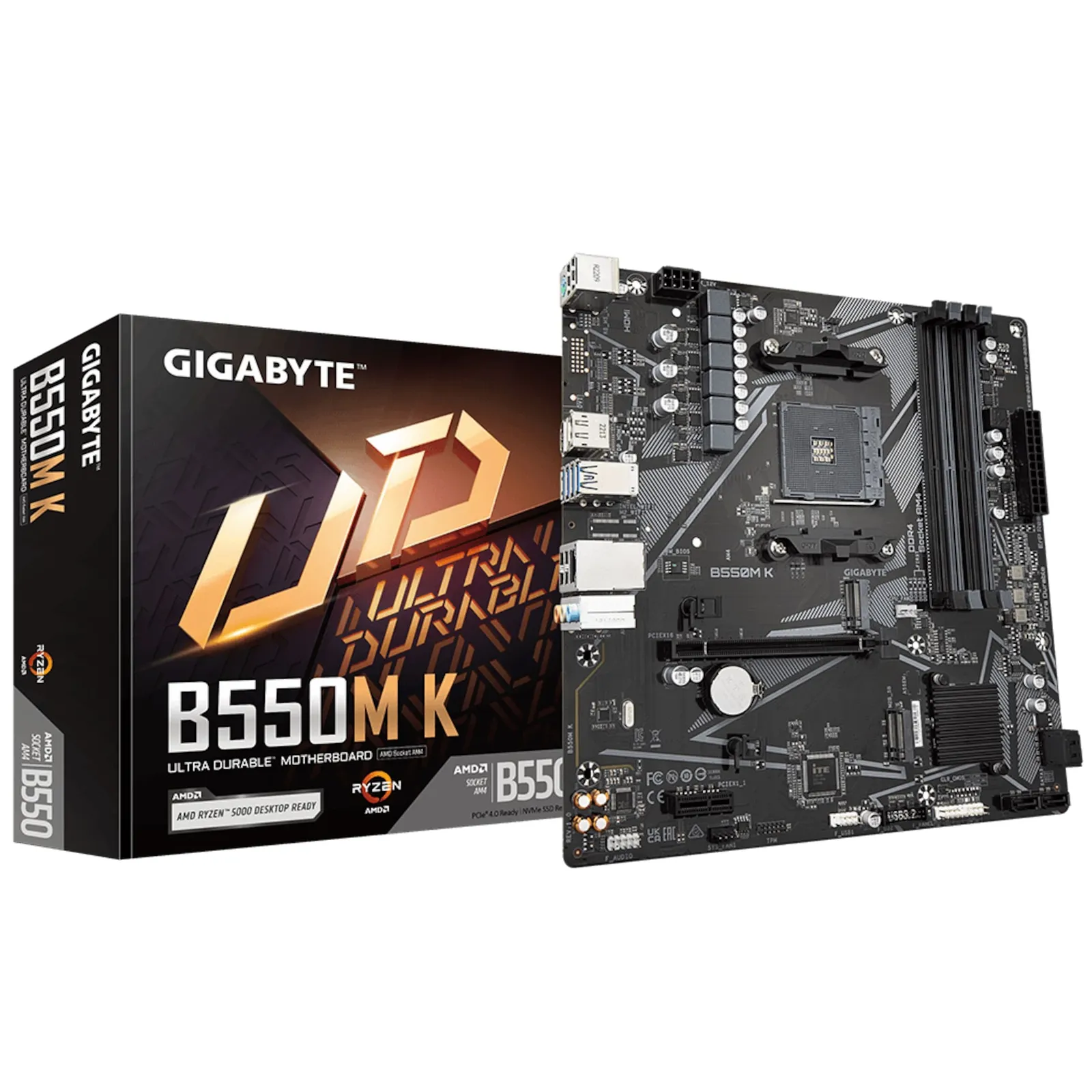 230220101014600601900066N Gigabyte B550M K mATX Mainboard Sockel AM4 M.2/HDMI/DP/USB3.2 Gen1 - Slika 1