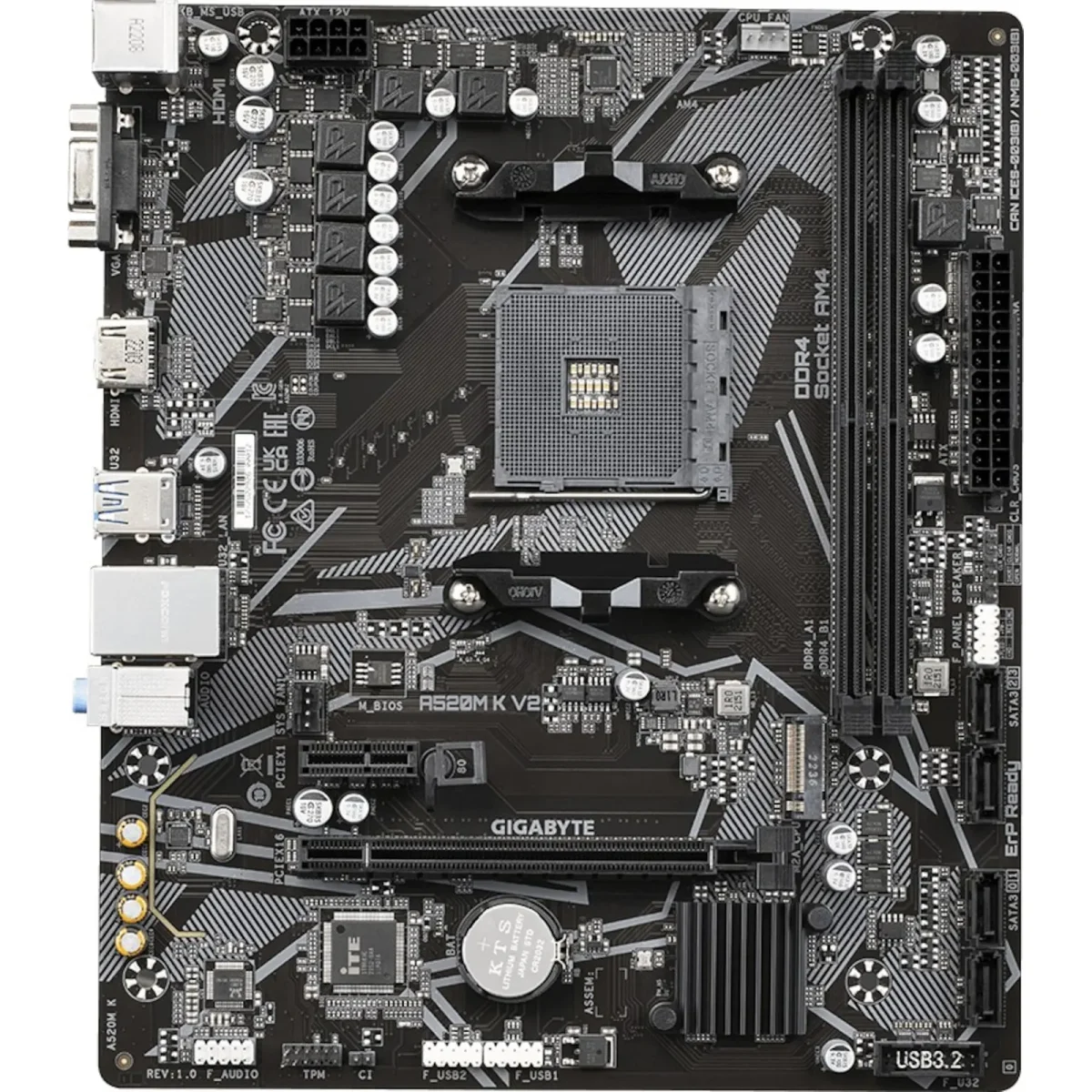 Gigabyte A520M K V2 mATX Mainboard Sockel AM4 VGA/HDMI/M.2/SATA/PS2 - Slika 2