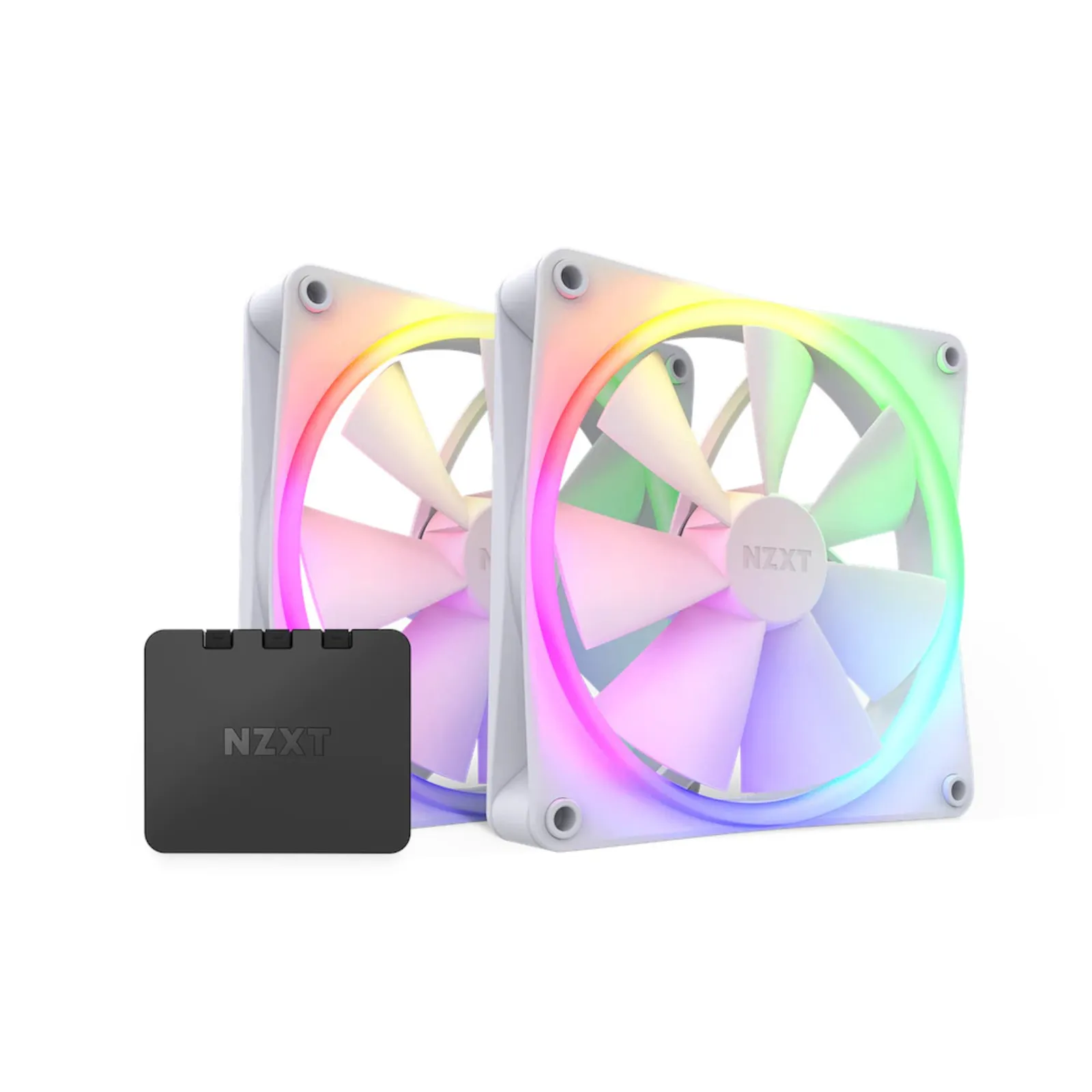230605134115600501900054J NZXT F140 RGB Gehäuselüfter 140mm Weiß 2er Pack - Slika 1