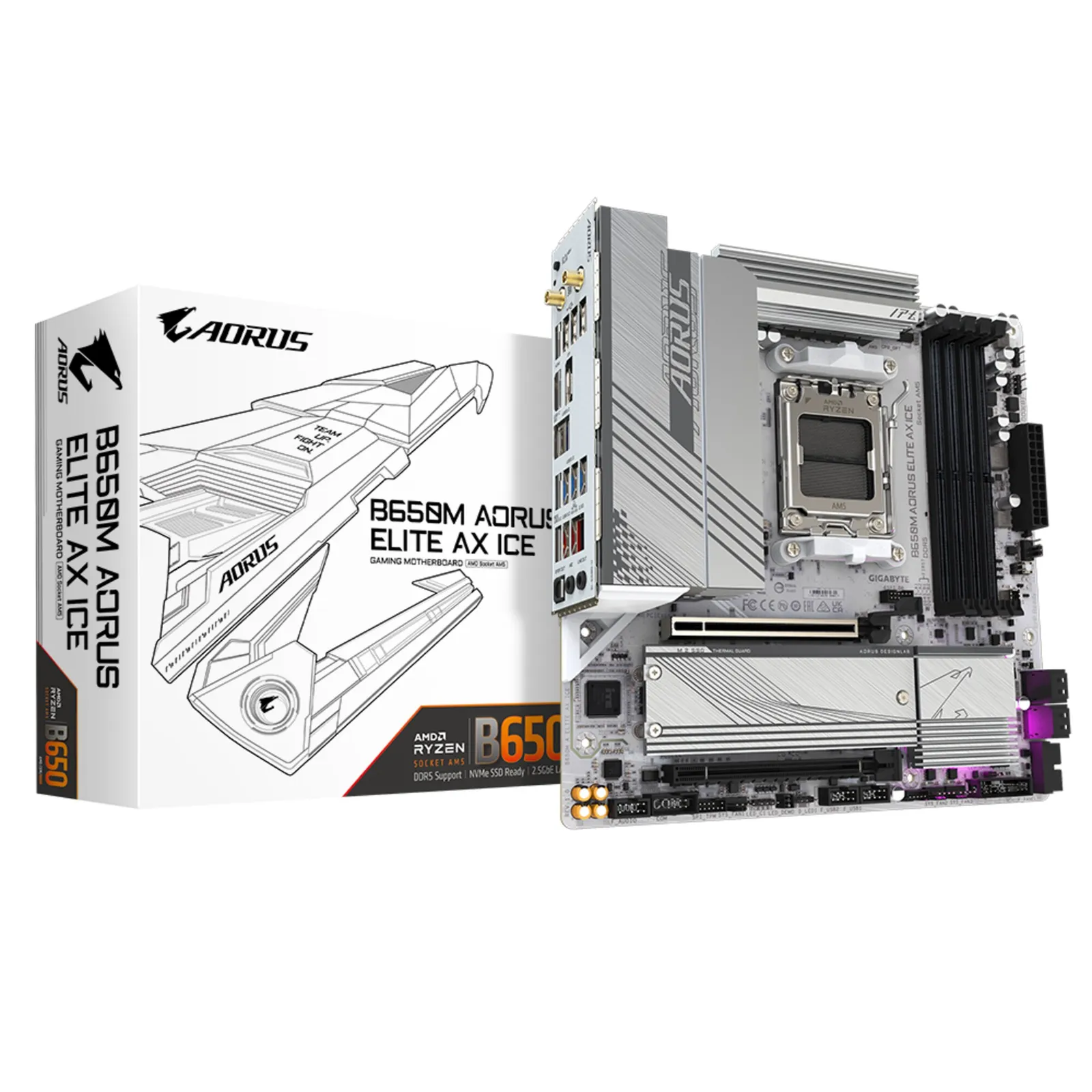 231114130011900301900054Q GIGABYTE B650M AORUS ELITE AX ICE mATX Mainboard Sockel AM5 HDMI/DP/USB-C/WIFI6E - Slika 1