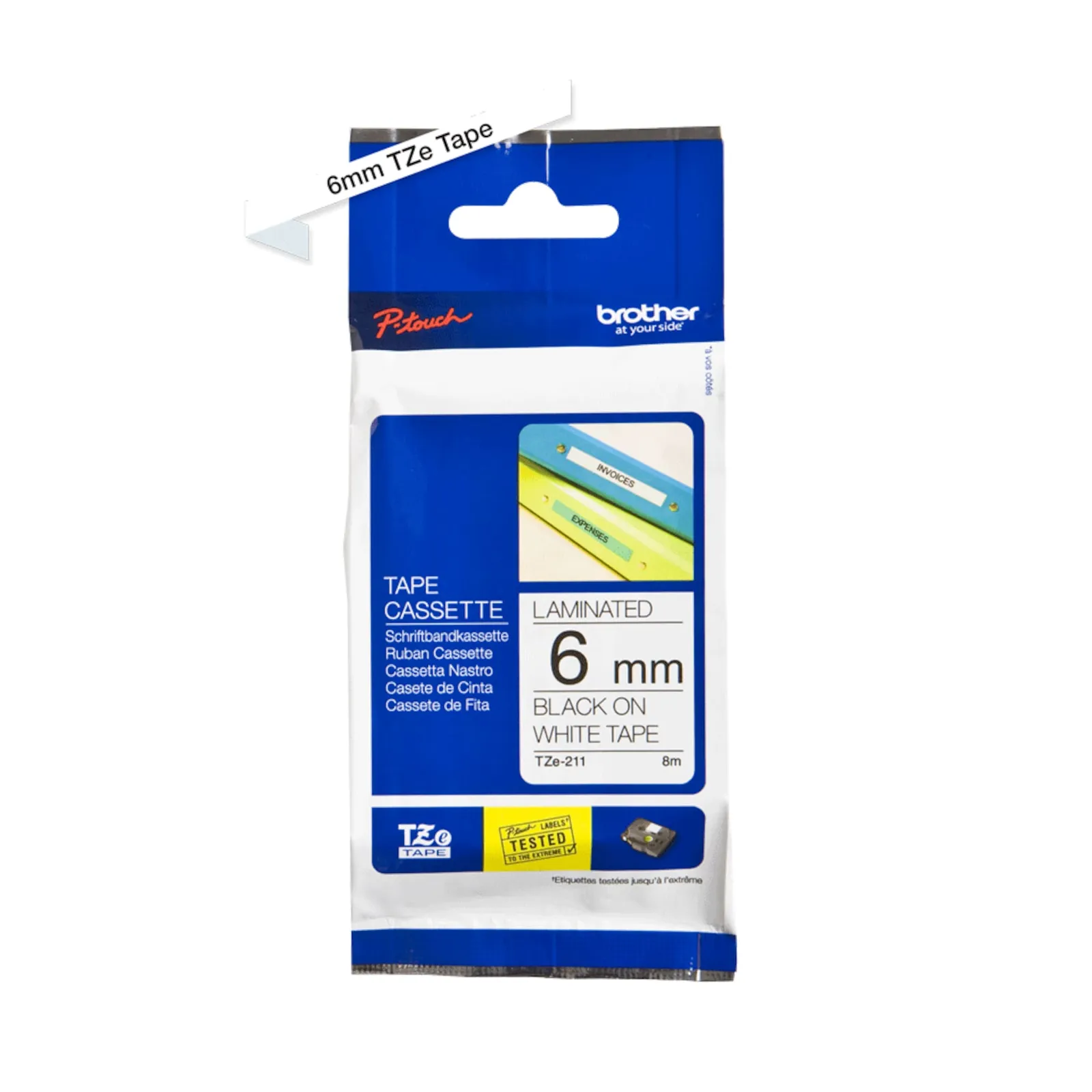 231129141613500301900004P Brother TZe-211 laminiertes Band 6 mm x 8m schwarz/weiß - Slika 1