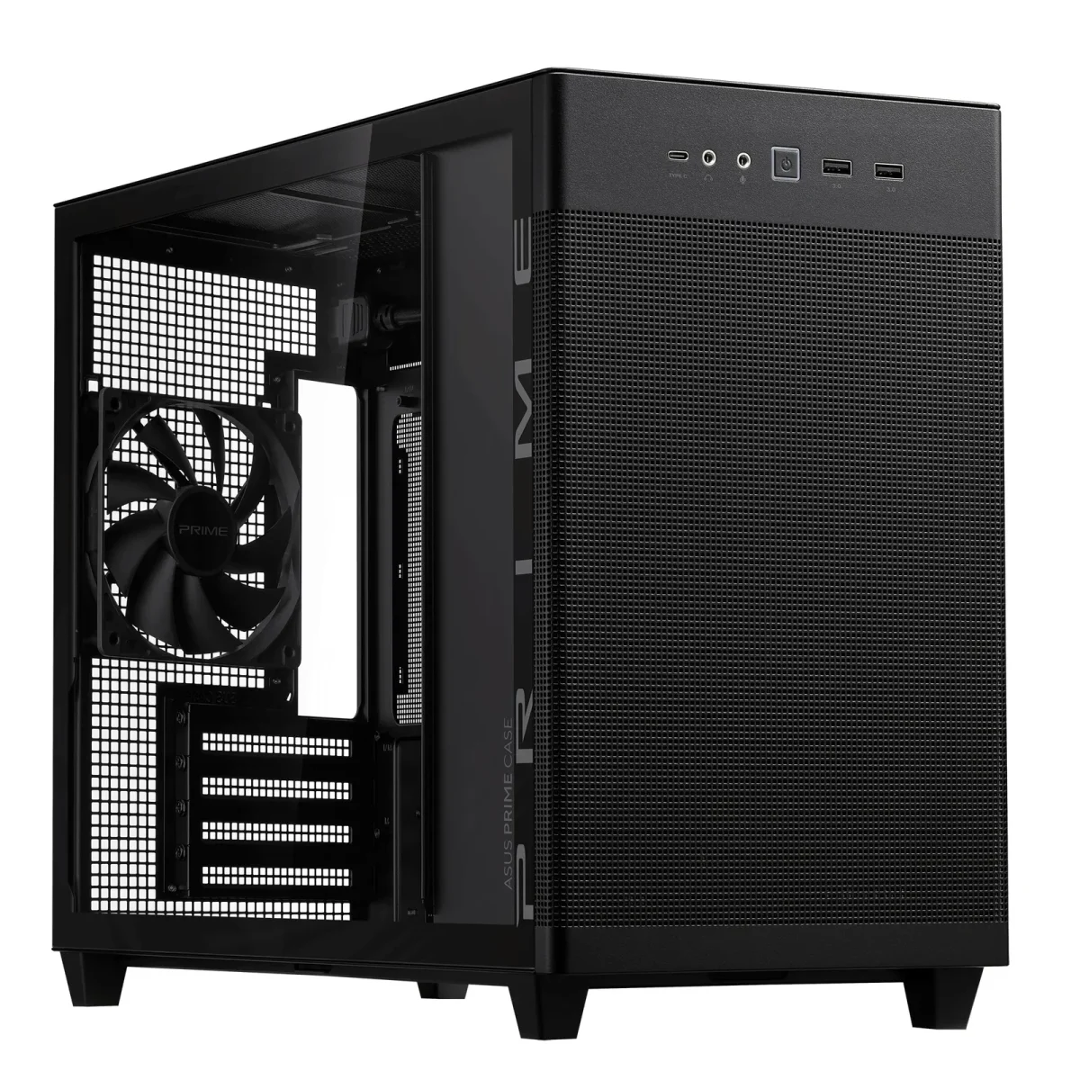 231218114210700501900070Z ASUS Prime AP201 mATX Gaming Gehäuse mit Seitenfenster schwarz - Slika 1