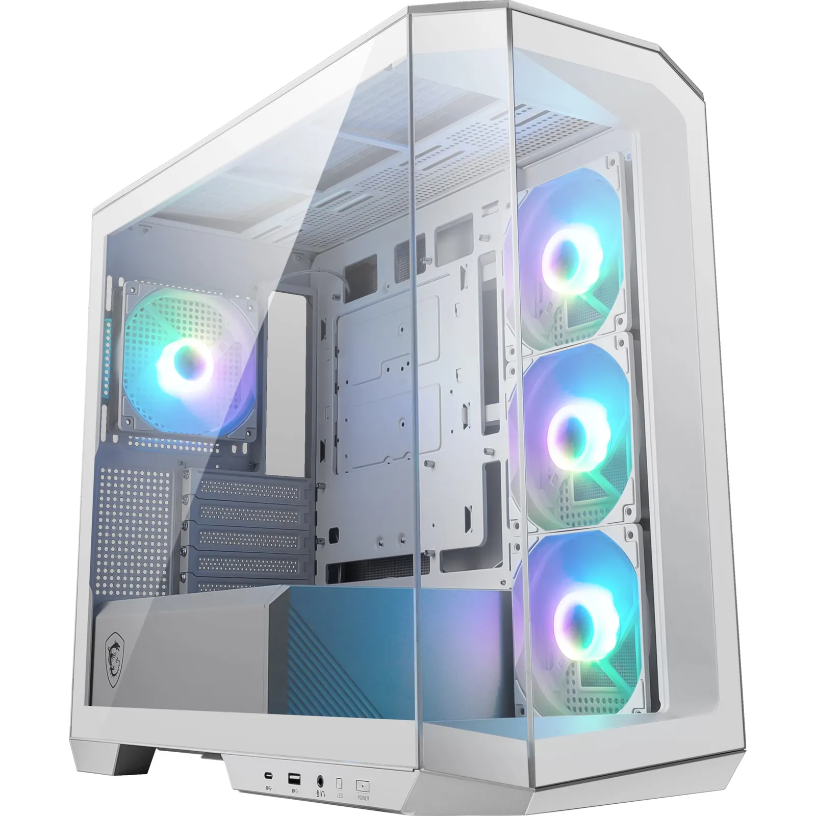 240213164059800501900197U MSI MAG Pano M100R PZ Midi Tower Gaming Gehäuse, Echtglas Seitenfenster, Weiß - Slika 1
