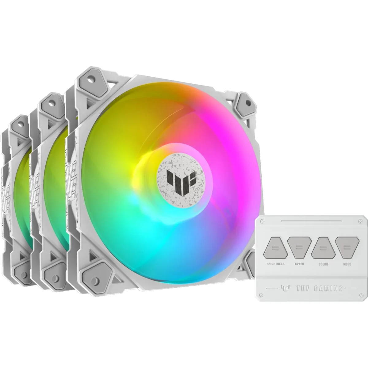 240215133545201401900060O ASUS TUF GAMING TF120 ARGB Gehäuselüfter, 3er Set, white 120 mm, PWM - Slika 1