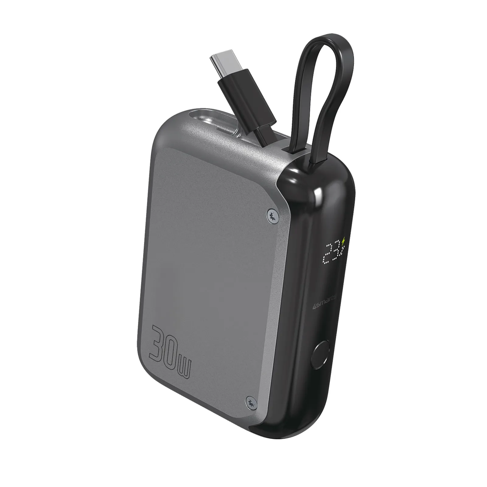 240305180041300501900032E 4smarts Powerbank Pocket mit USB-C Kabel 10000mAh - spacegrau - Slika 1