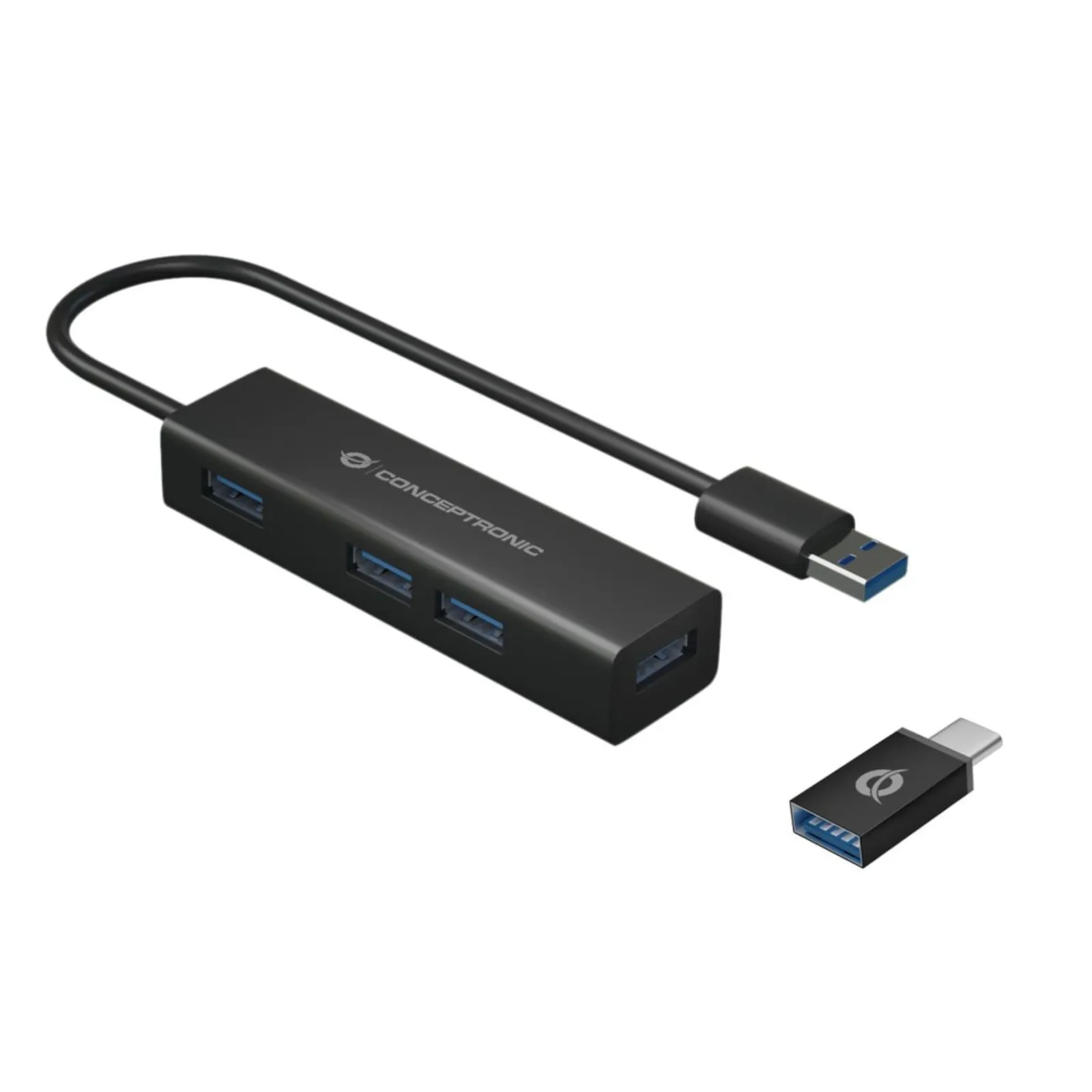 240412145823000501900047J Conceptronic HUBBIES06B 4-Port-USB 3.0-Hub und OTG-Adapter für USB-C - Slika 1
