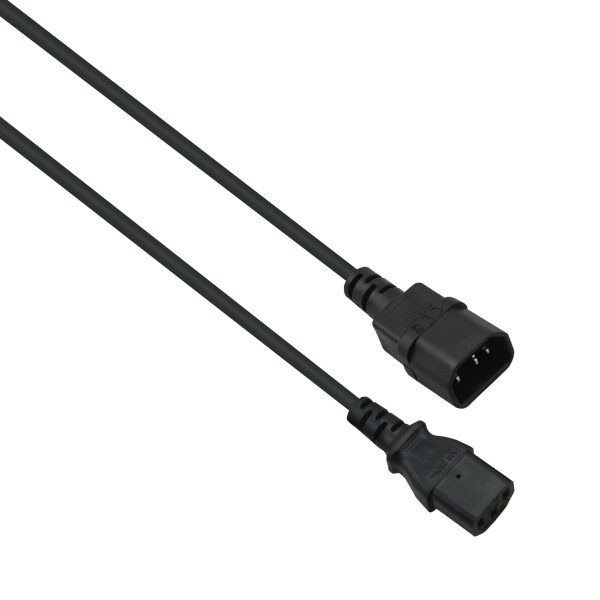 helos Kaltgerätekabel Verlängerung - IEC C13 auf C14 - Stromkabel schwarz, 0,5m