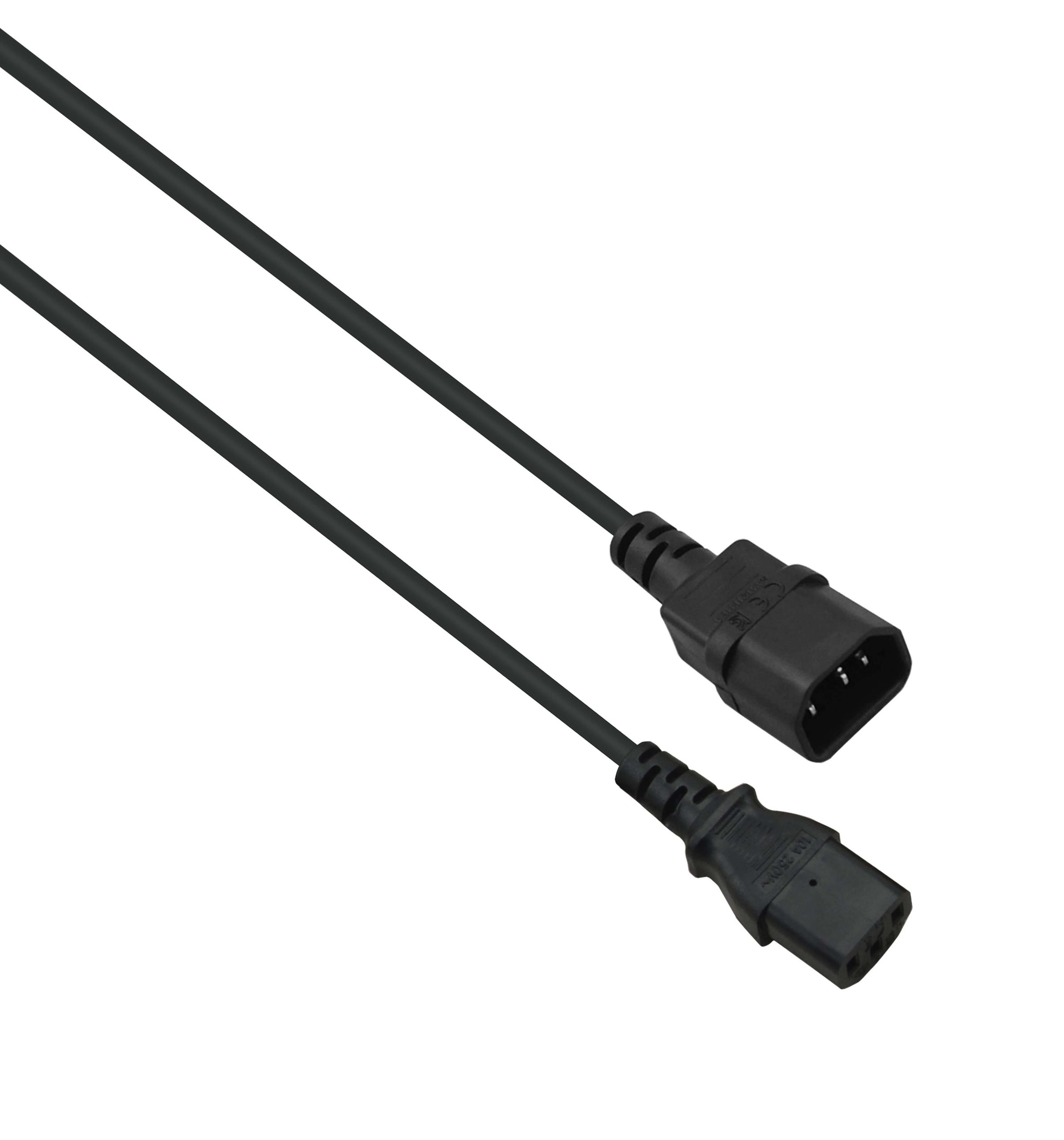 262659 helos Kaltgerätekabel Verlängerung - IEC C13 auf C14 - Stromkabel schwarz 1,0m - Slika 1