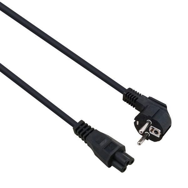 helos Netzanschlusskabel, Schutzkontaktstecker 90° auf C5, schwarz, 1,8m