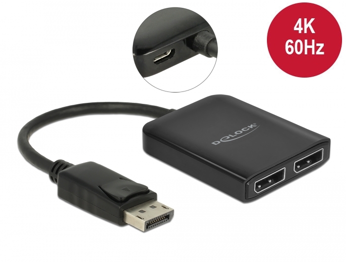294382 Delock DisplayPort 1.4 Splitter 1 x DisplayPort zu 2 x DisplayPort MST - Slika 1