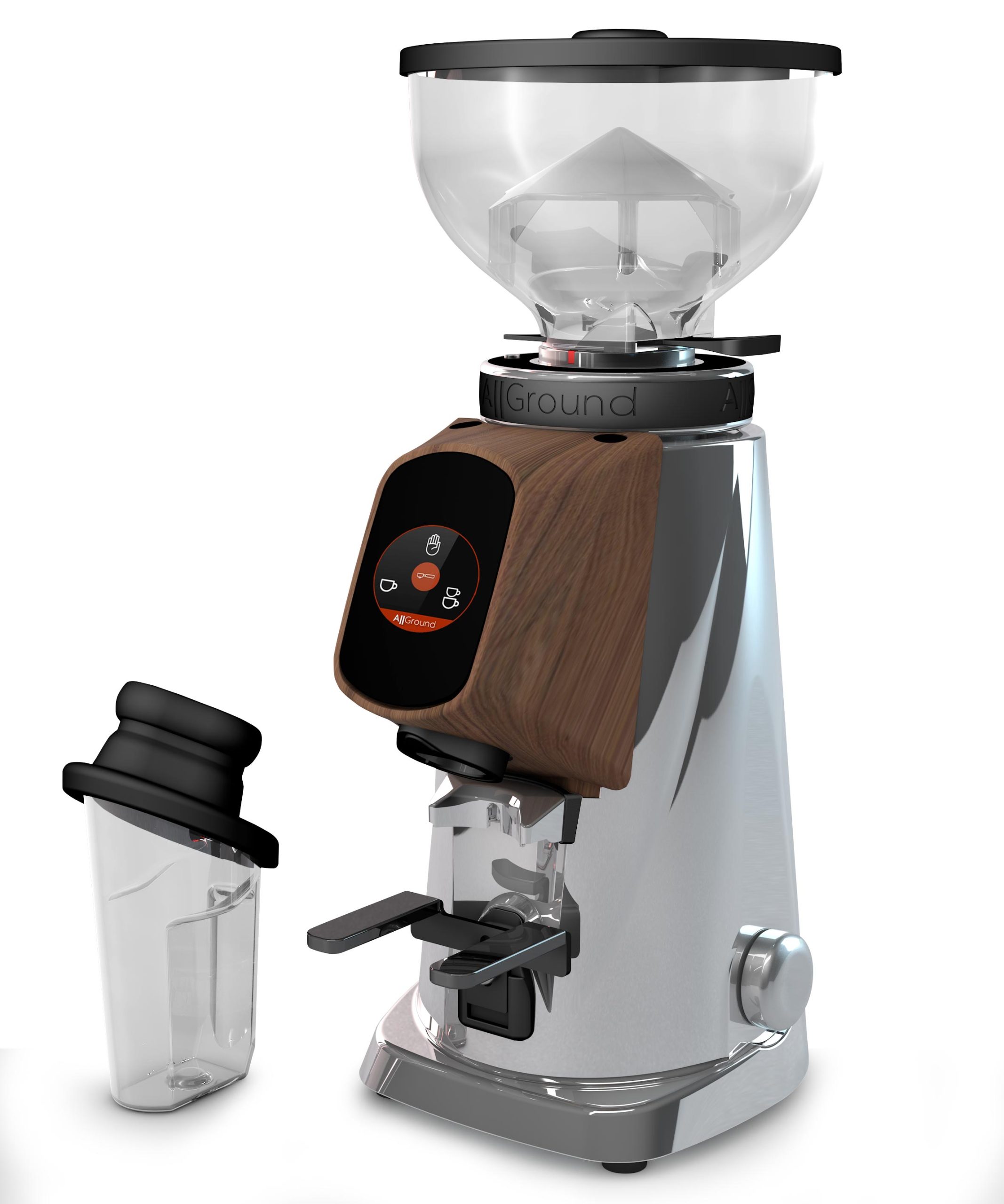 304098 Fiorenzato AllGround Kaffeemühle Chromegehäuse Eichenholz 230V EU Dark-T Titan - Slika 1
