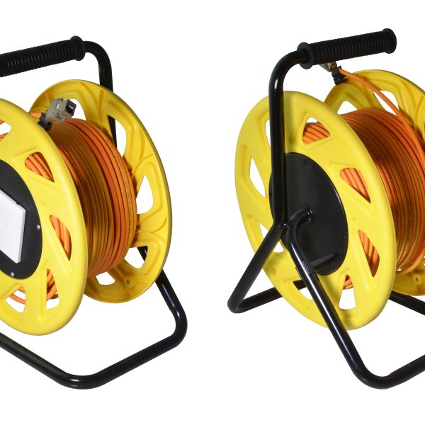 helos Kabeltrommel, Netzwerkkabel Cat 7A, mobil, orange/gelb, 50,0m