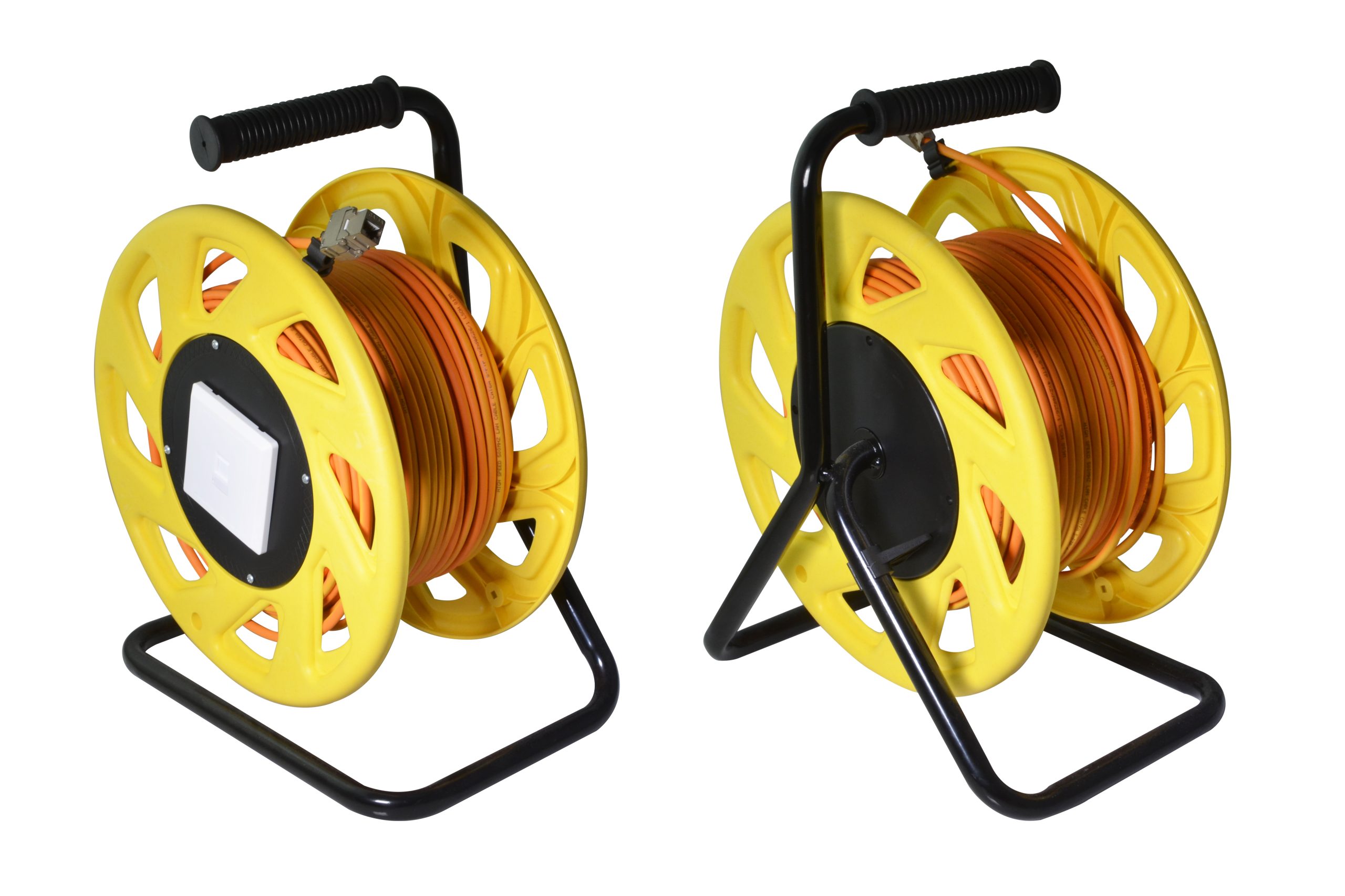 304281 helos Kabeltrommel, Netzwerkkabel Cat 7A, mobil, orange/gelb, 50,0m - Slika 1