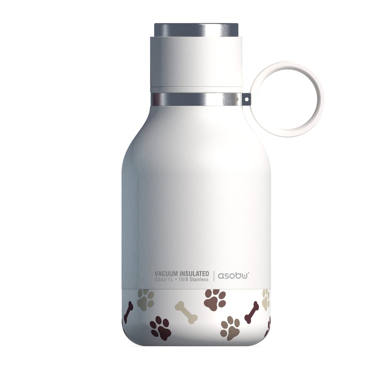 Asobu - Dog Bowl - Edelstahlflasche mit Hundenapf 1 Liter Weiß - Slika 1