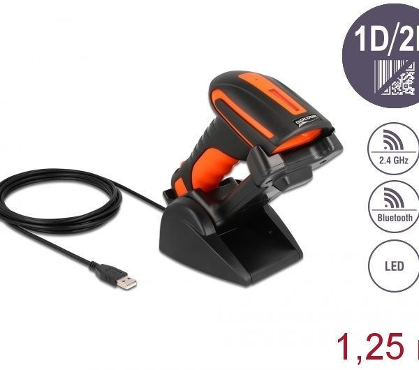 Delock Industrie Barcode Scanner 1D und 2D für 2,4 GHz oder Bluetooth