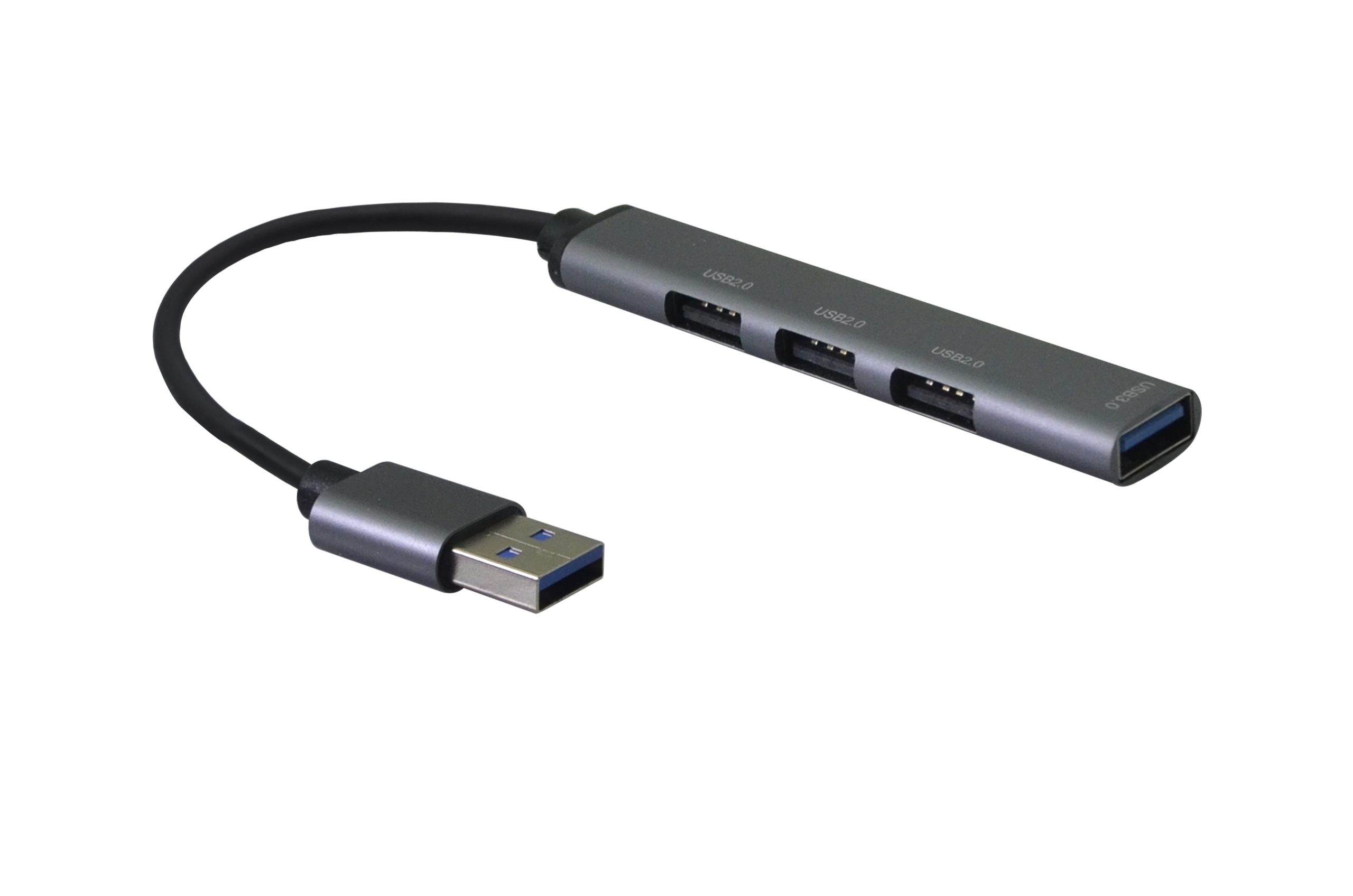 344404 helos HUB, 4in1 USB-A 3.0 St./3x USB-A 2.0 Bu. + 1x USB-A 3.0 Bu., spacegrau - Slika 1