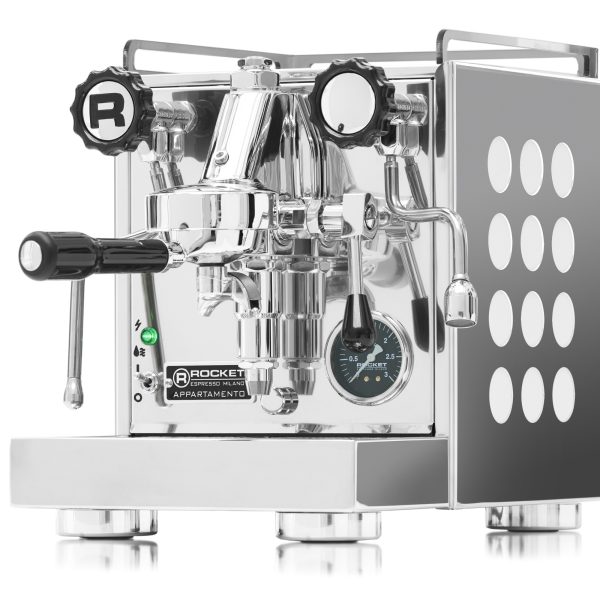 Rocket Appartamento Kompakte Siebträger Espressomaschine chrom weiß