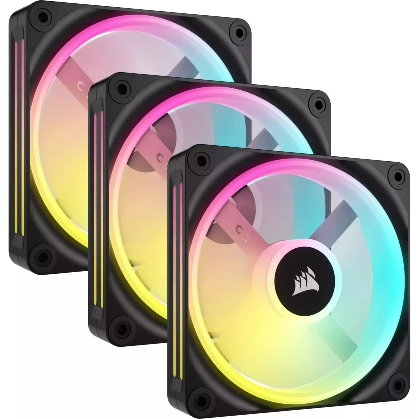 PI_282382363 Corsair iCUE LINK QX120 RGB Starter Kit, schwarz, LED-Steuerung, 120mm, 3er-Pack - Slika 1